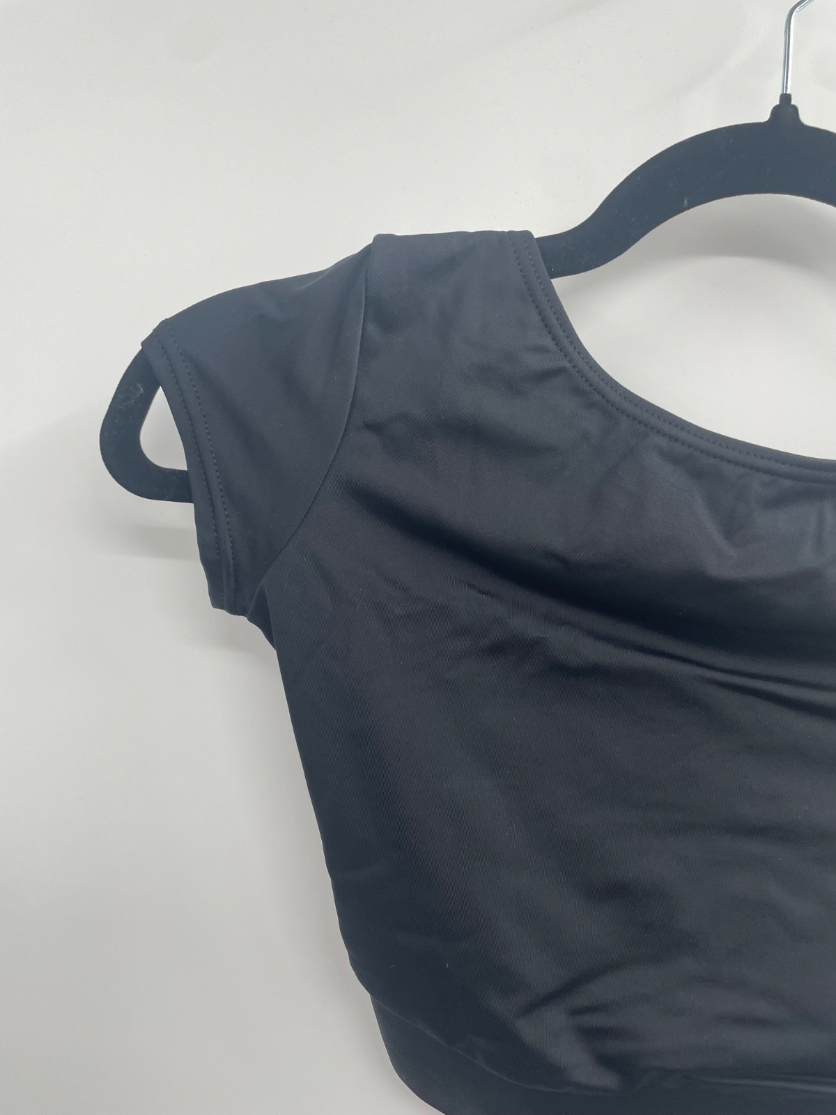 NWT Balera 14282 Knotted Bow Back Crop Top Women’s 4/6 Black Short Sleeve SA