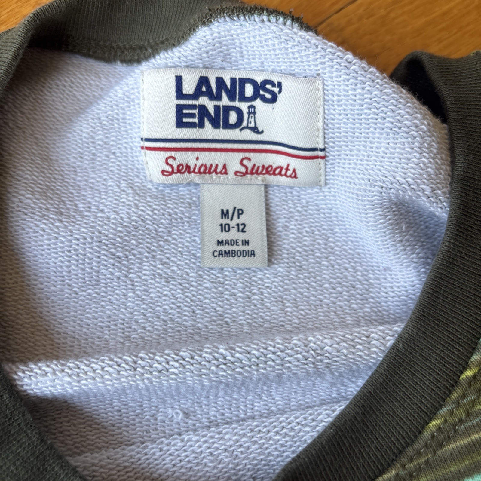 Lands End Women’s Size M 10-12 Green/Blue Stripe Lined Long Sleeve Shirt