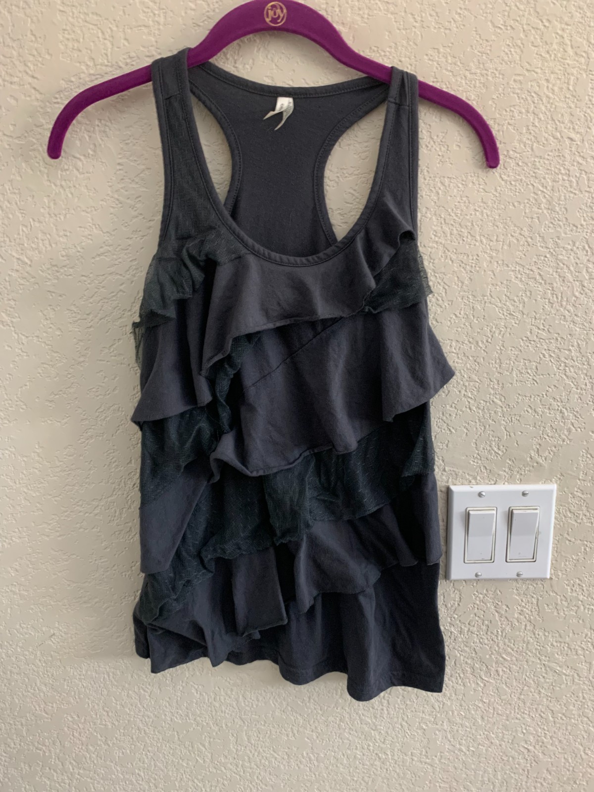 Color Story Gray Ruffled Tank Size M