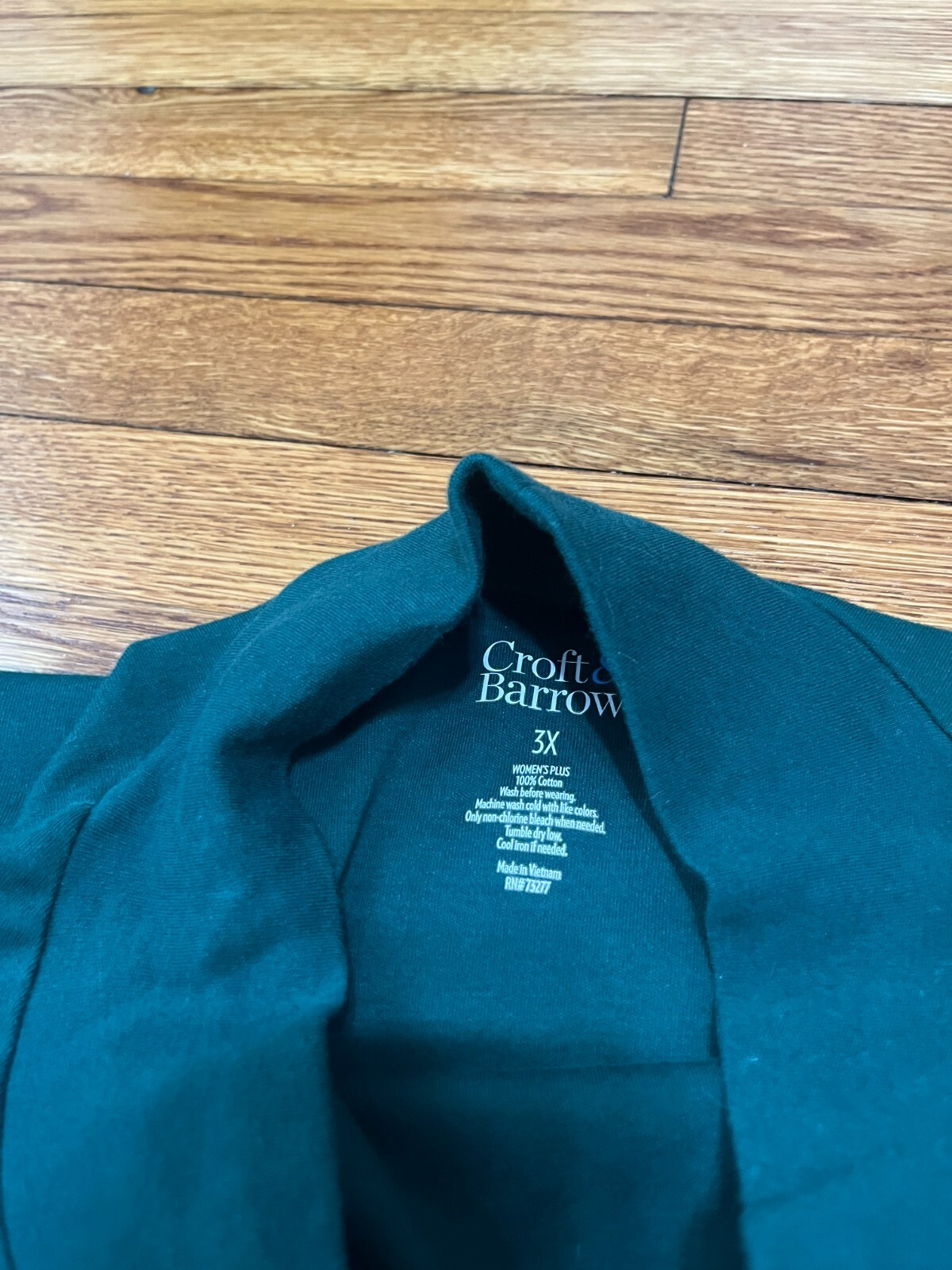 Croft & Barrow Green Long Sleeve Mock Neck Shirt Cotton Stretch Plus Size 3X NWT