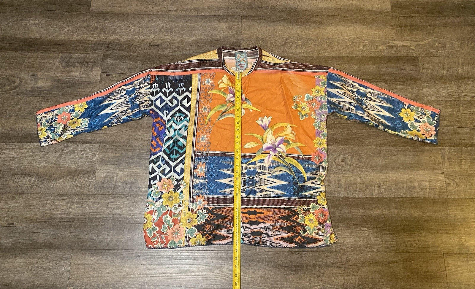 JOHNNY WAS Allie Silk Button Down Blouse Oversized Tunic BOHO Floral M
