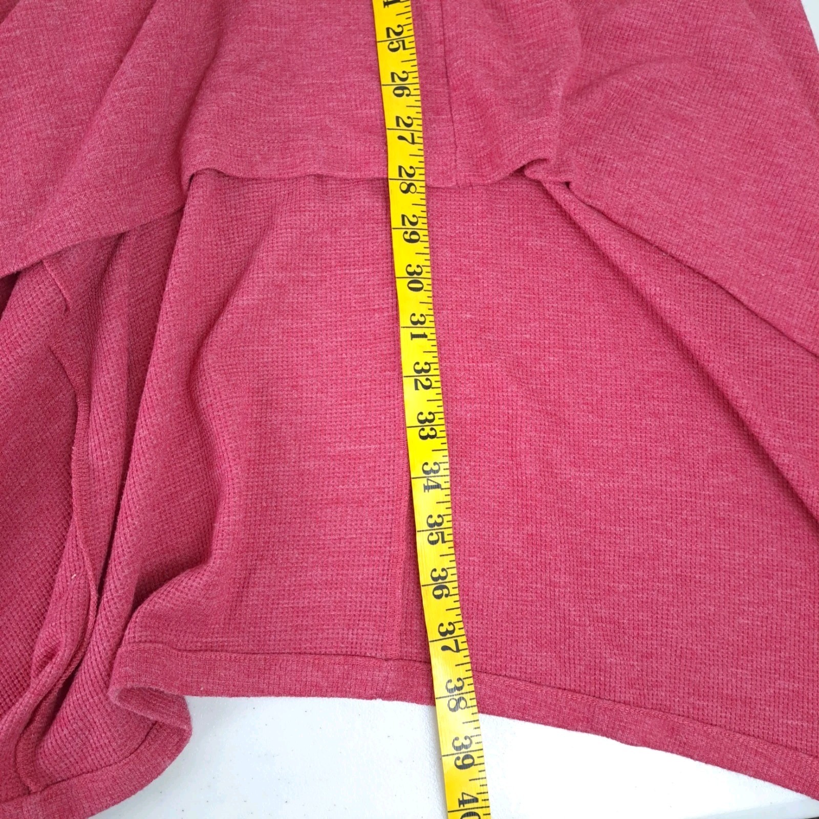 LOGO by Lori Goldstein Waffle Knit Pullover Hoodie M Berry Red Hi-Lo Hem Pockets