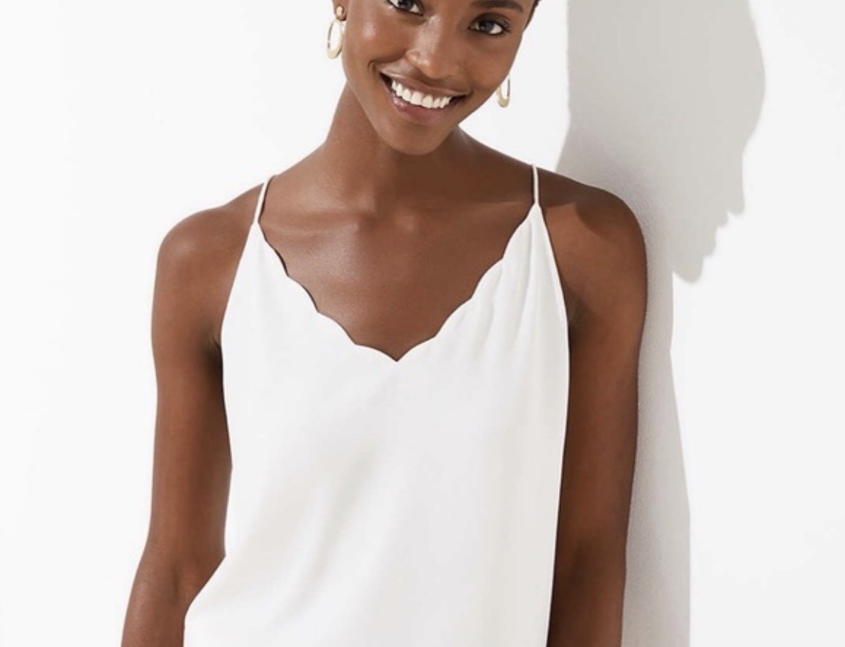 LOFT Scalloped Strappy Cami 490923 Whisper White XS