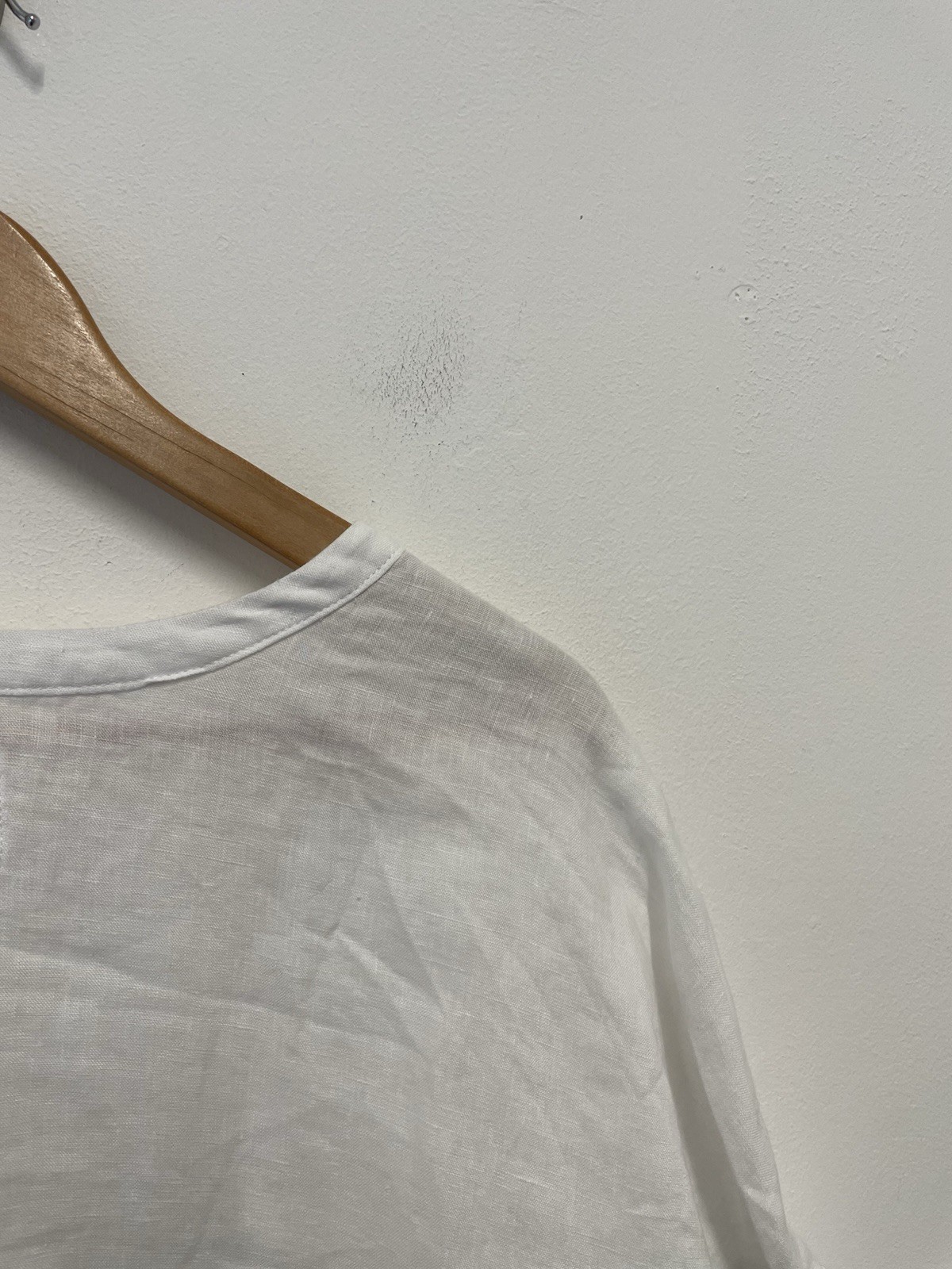 M&S 100% Linen Oversized Boxy Blouse Size 10 White Short Sleeve Holiday