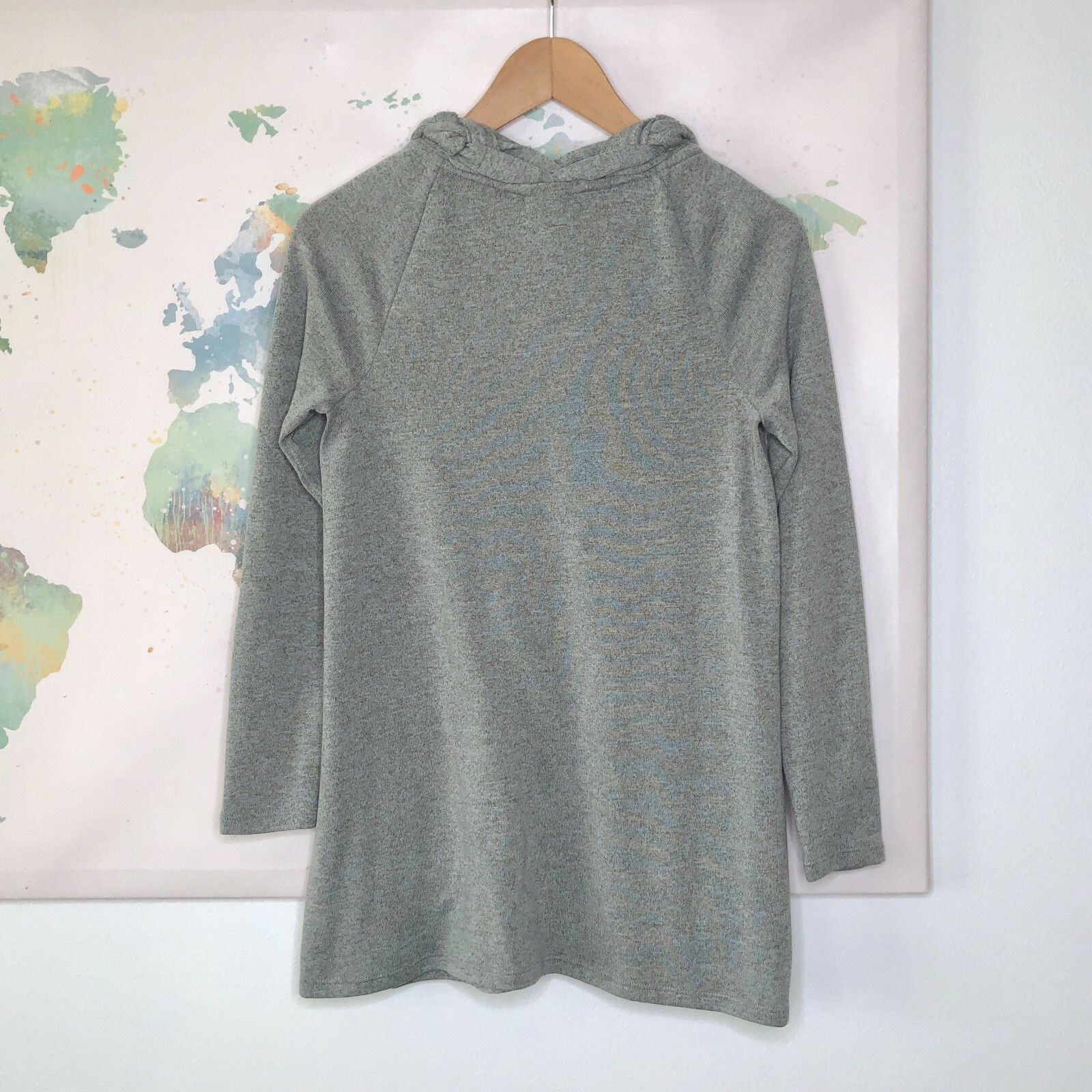 One September Top Size Small Braided Neckline Heather Gray Anthropologie