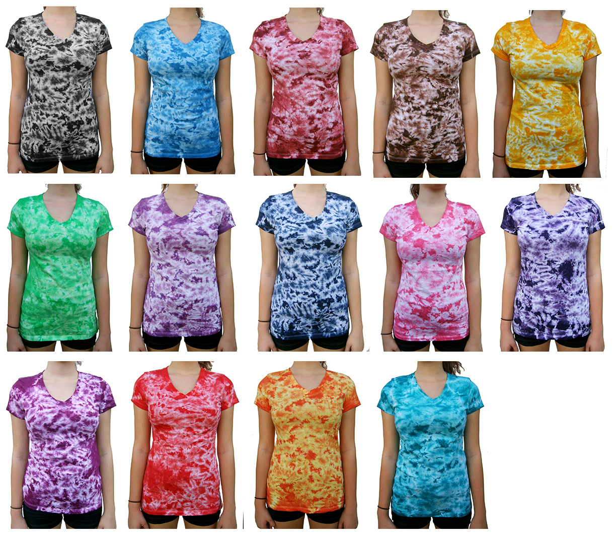Tie Dye T-Shirt, V Neck, Women’s (Regular Fit), Tonal, 100% Cotton