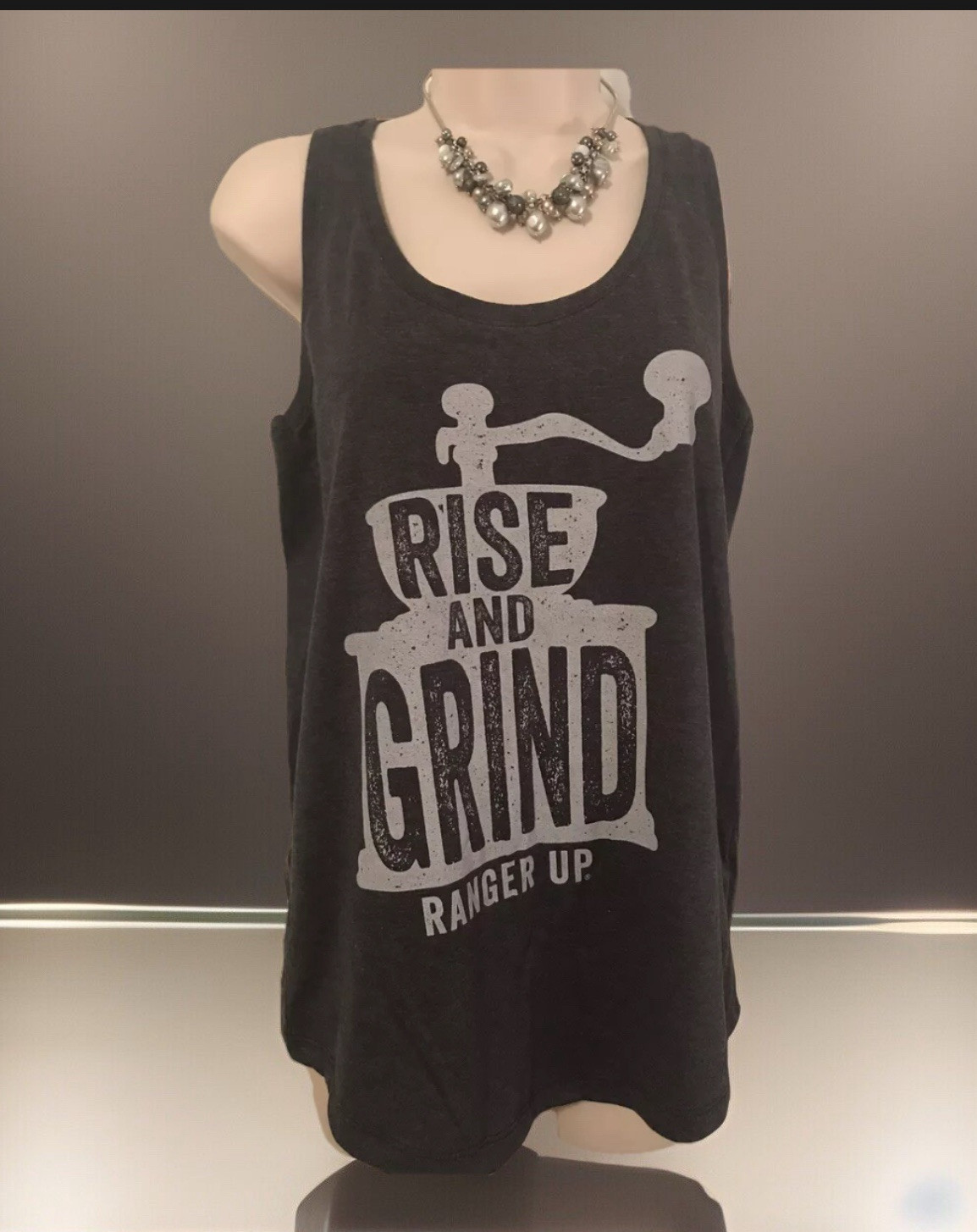 RANGER UP Vintage Rise and Grind Women’s Racer Tank Top. NWOT Med