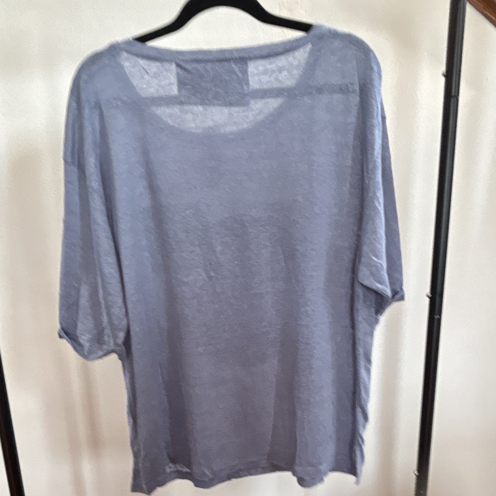 Anthropologie Akemi + Kin Women’s XL Blue 100% Linen Scoop Neck Pullover Tee