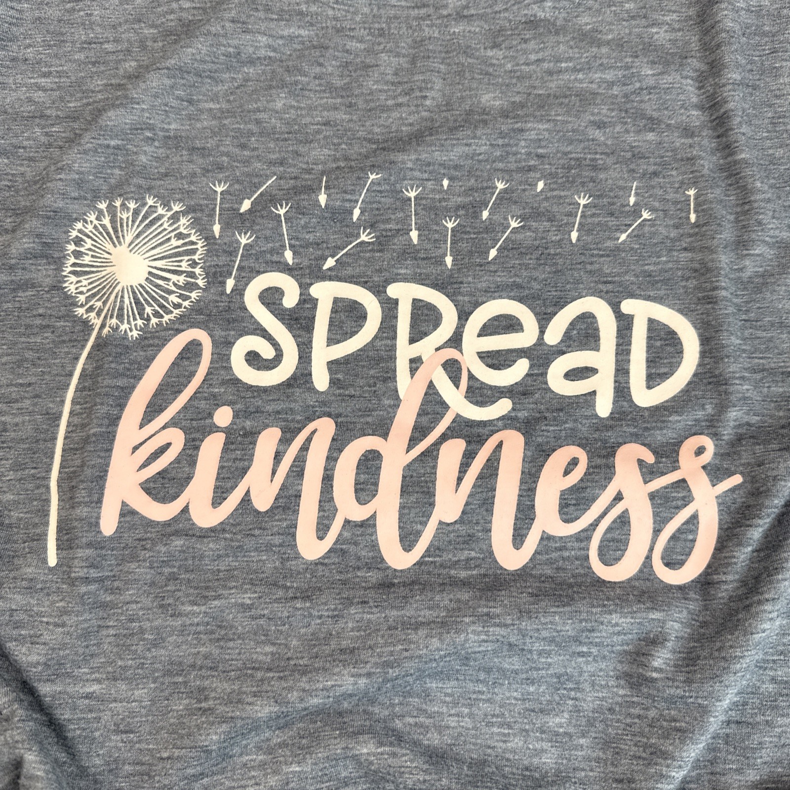 Graphic Tee T-shirt Womens Size XL Blue Gray Dandelion Design “Spread Kindness”