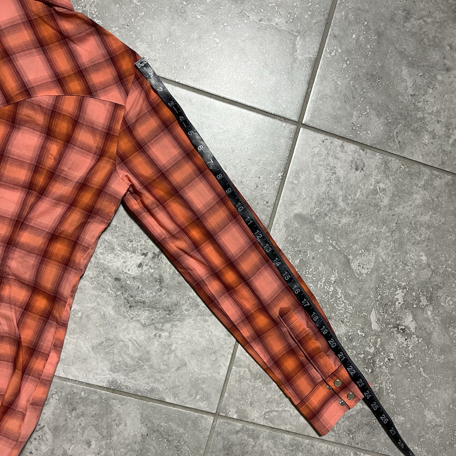 Wrangler Button Pearl Snap Shirt Long Sleeve Orange Plaid Western New Womens S