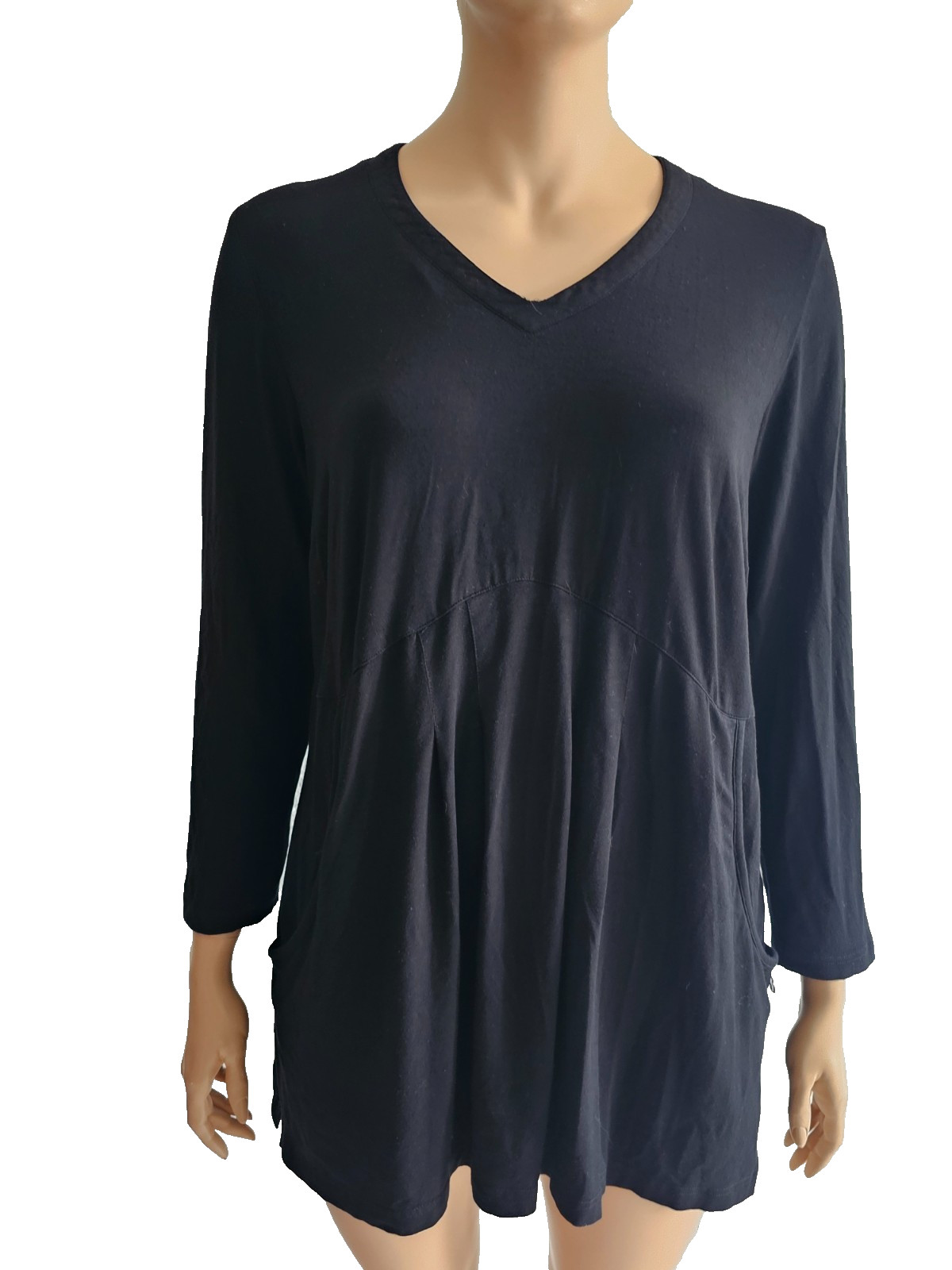 Sempre Piu size 50 black jersey tunic with pockets loose fit