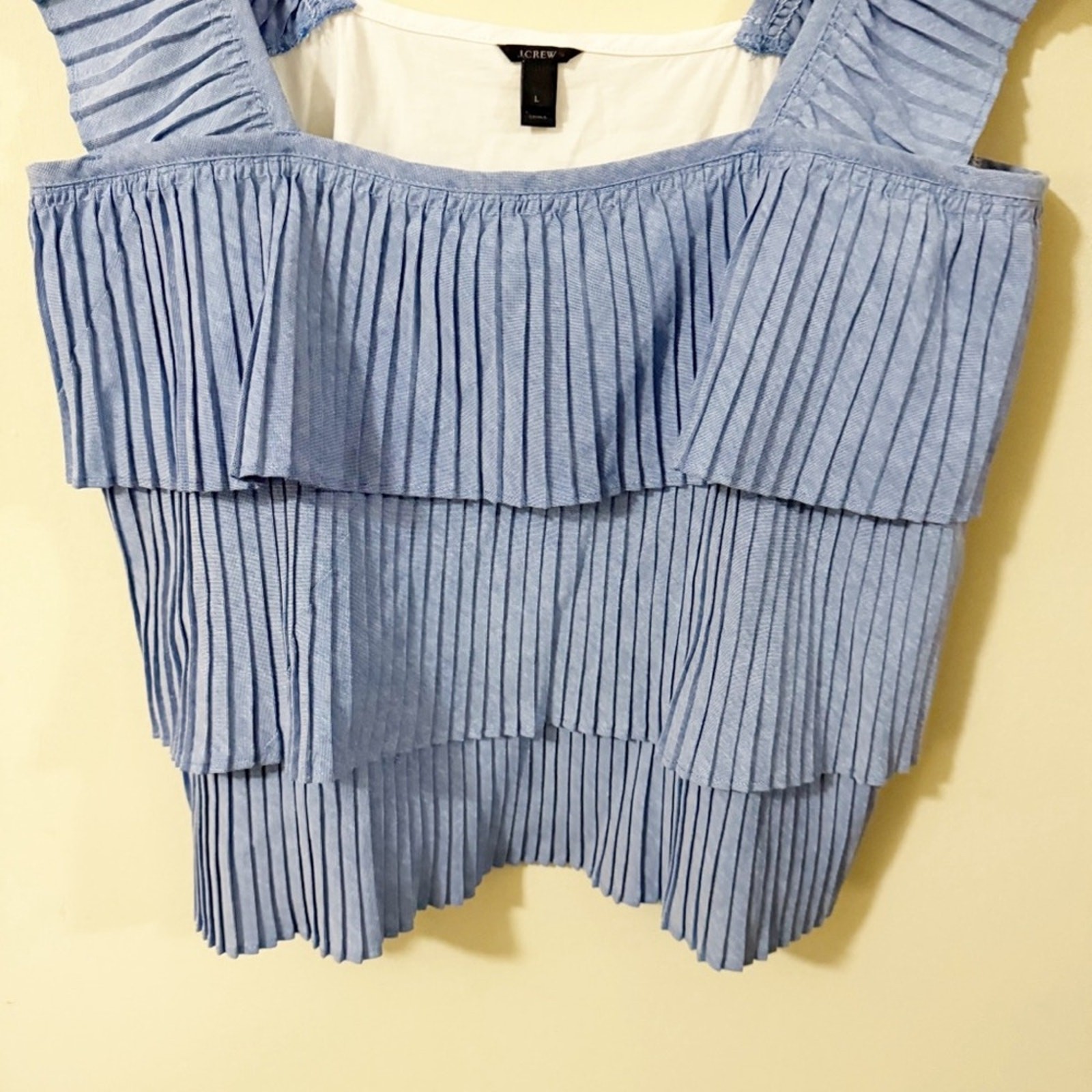 J Crew Womens Blue Sleeveless Tank Shirt Size Large Summer Beach Vacation