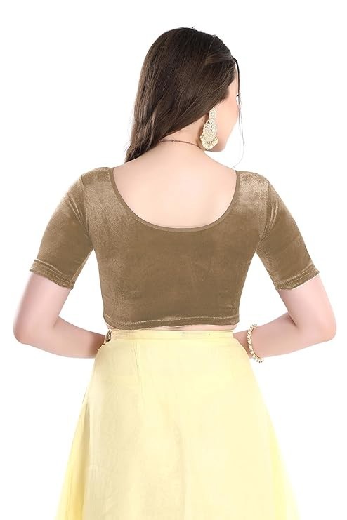 Readymade Premium Velvet Fabric Blouses for Women,Round Neckline,Half Sleeves
