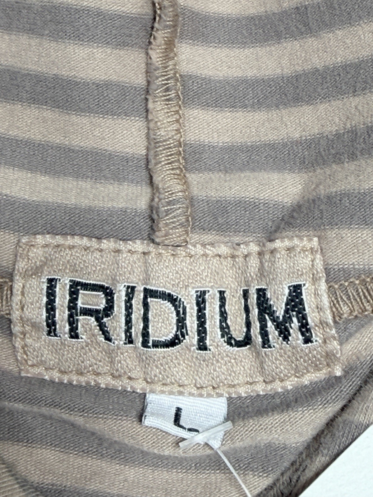 Iridium Apparel NWT Stripe Hooded Poncho Top Sz LG Cotton Lycra Coastal Boho OS