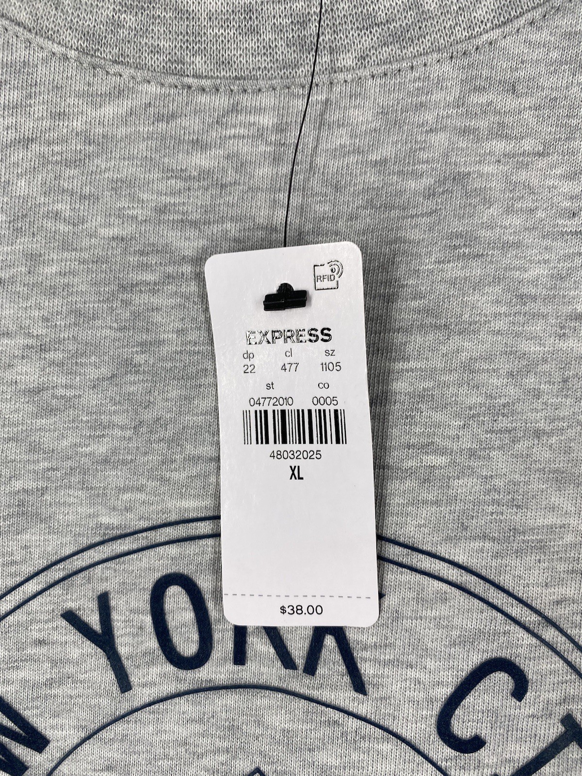 Express Shirt Womens XL Gray Loose Cropped New York City Athletic Club NEW $38