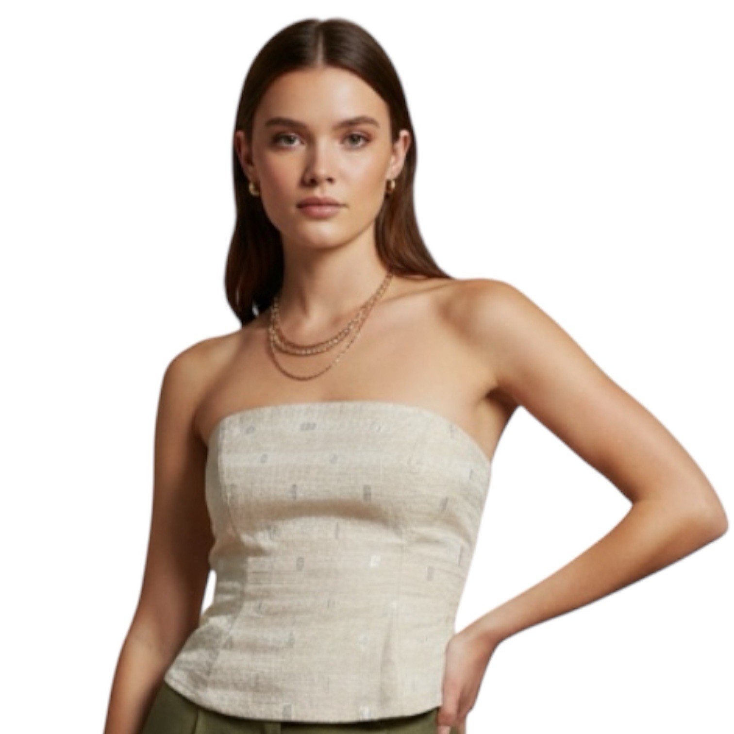 Michael Desjardins Y2K Strapless Corset Top Ivory Minimalist Coquette Bustier 10