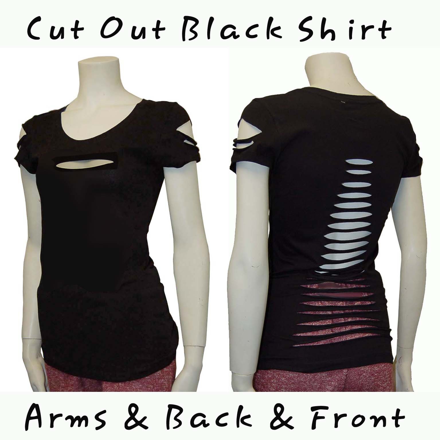 So Cute Plus Size Cut Out Ripped Arm,Front & Back Shirt Stretch Choose 1XL2XL3XL
