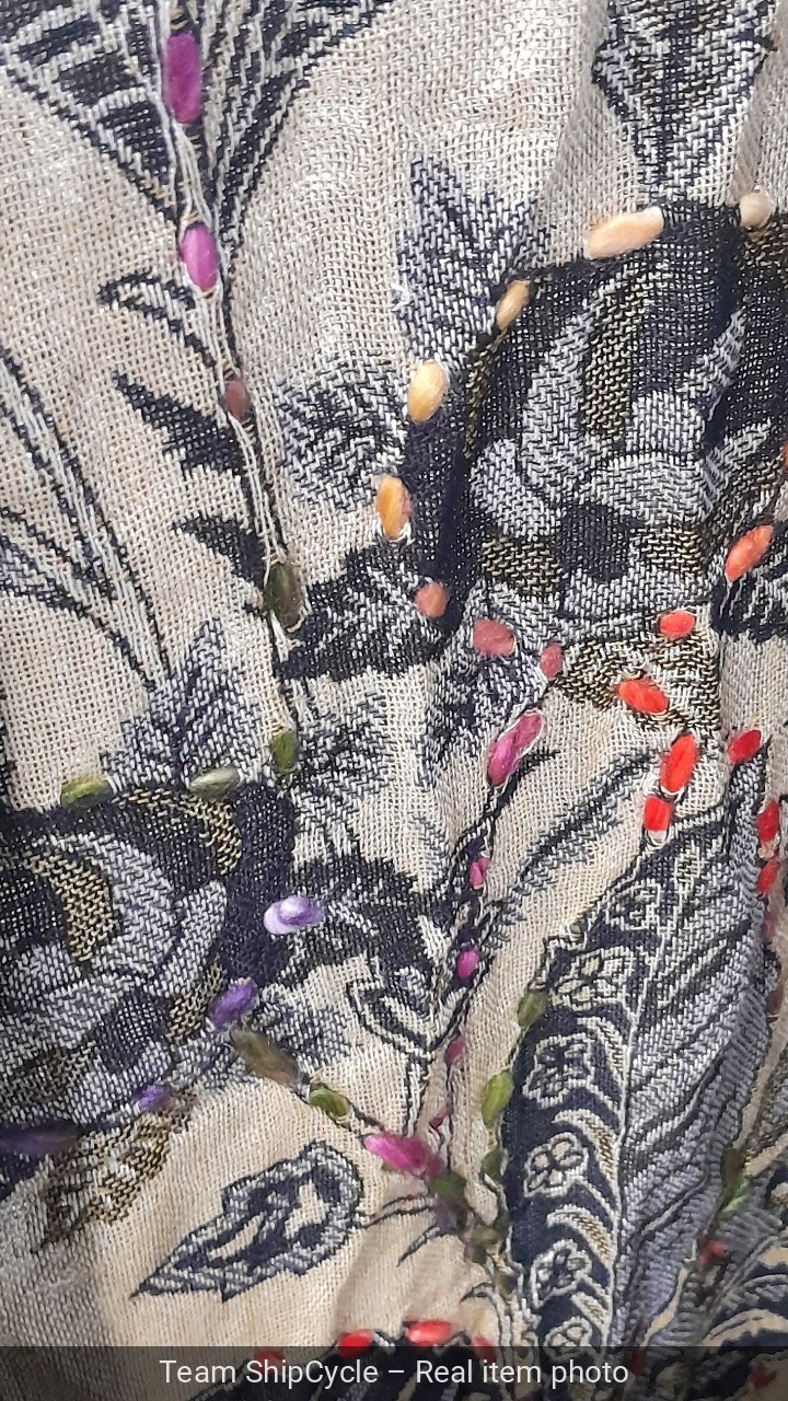 Boho Black Paisley Floral Embroidered Maxi Kimono Gypsy Hippie Duster Ca G2U