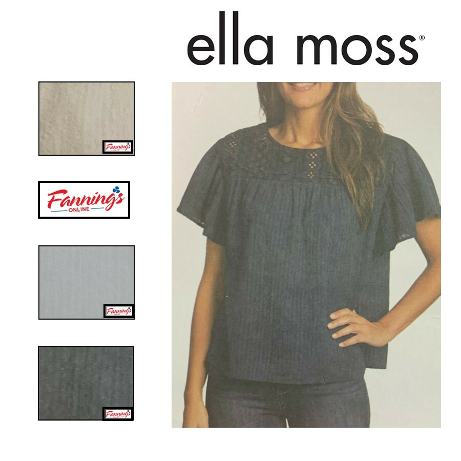 Ella Moss Women’s Blouse Shirt Cameo Striped Ruffle Sleeves Keyhole Back | F21