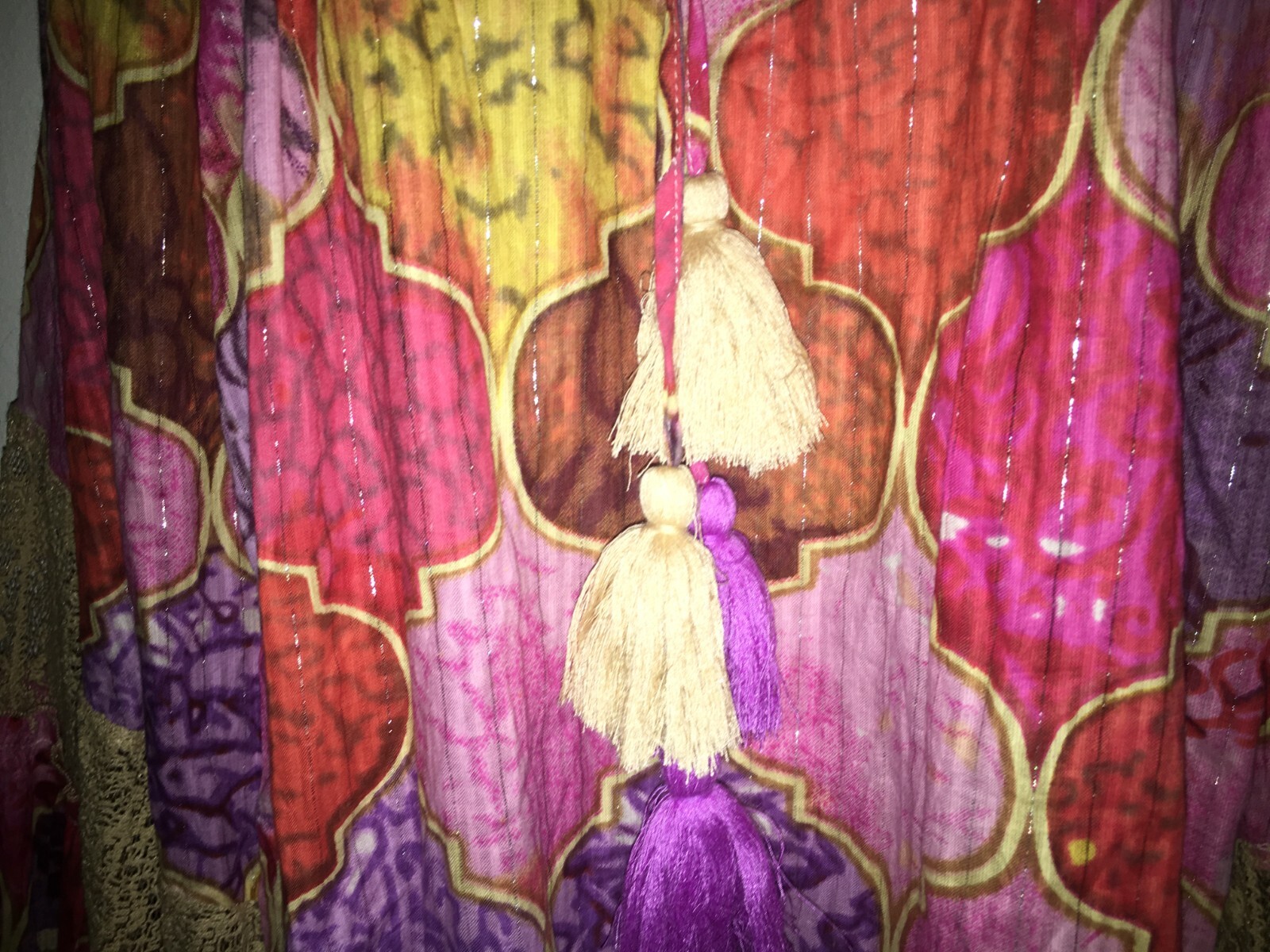 Tolani Collection Multi Color Tassel Hemline Top Size XL Batwing Sleeve New