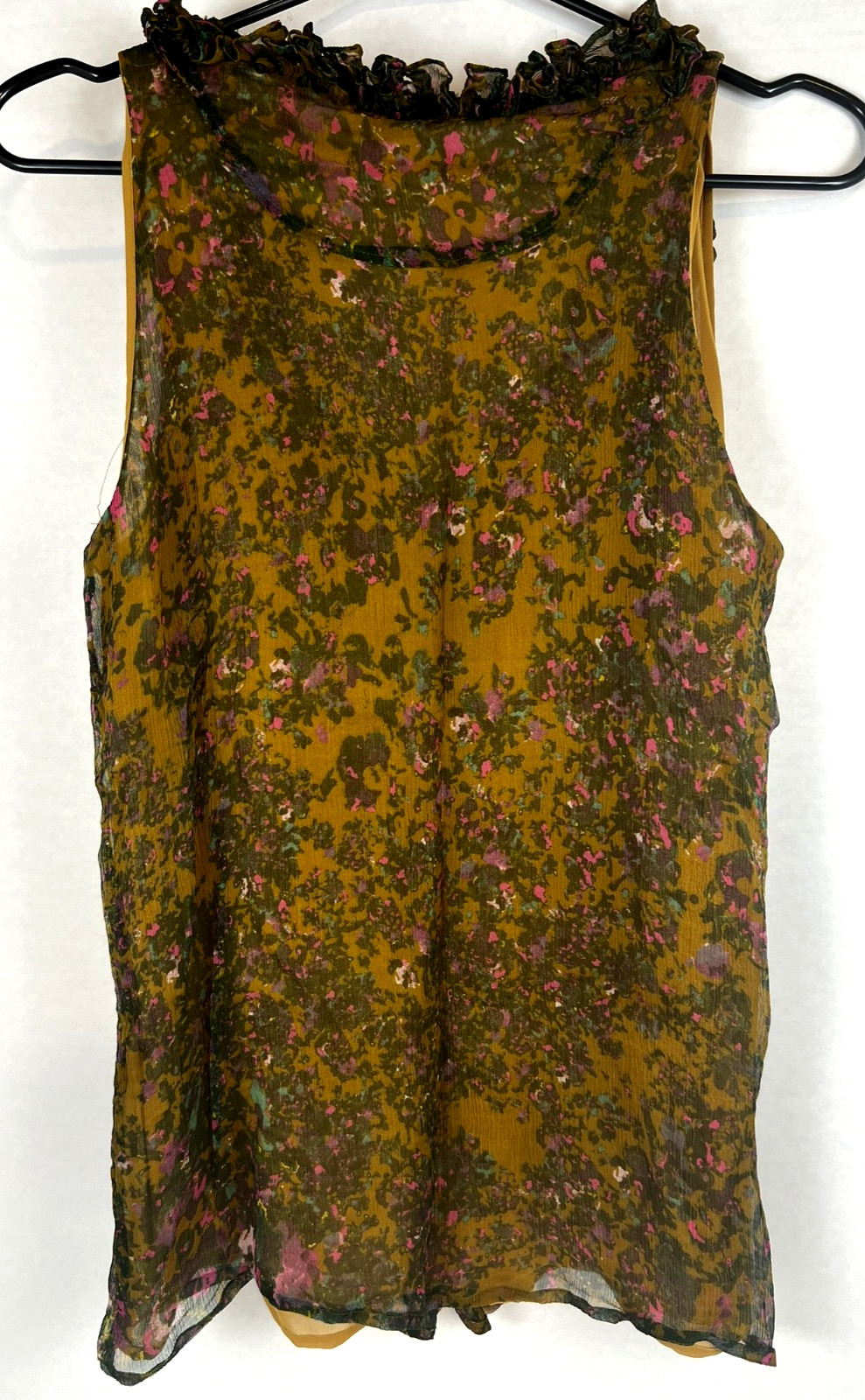 J Crew Womens Sleeveless Blouse Top Pretty Multicolor V Neck Button Down Front 4