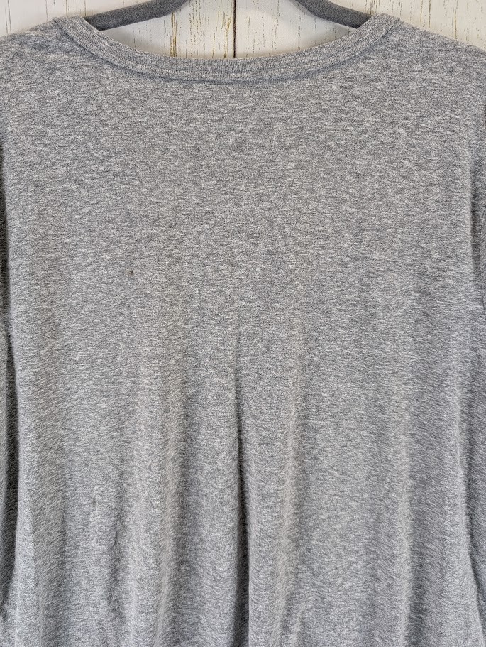 Ava Viv Size 1X Gray Womens Casual Short Sleeve V Neck Top