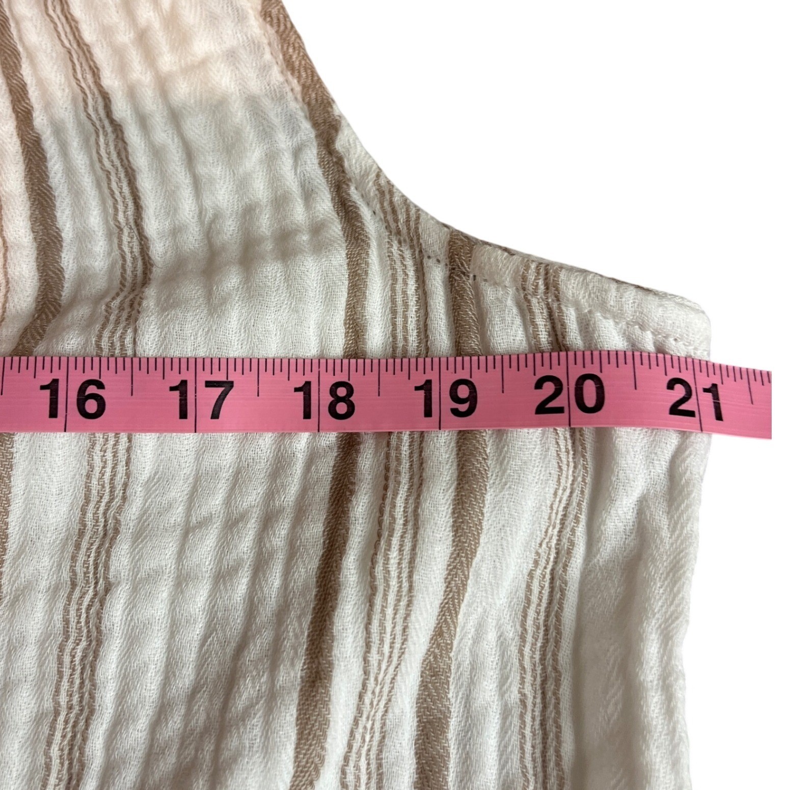 EVEREVE Striped Sleeveless Top White Brown Size XL 100% Cotton Neutral Boho Tank