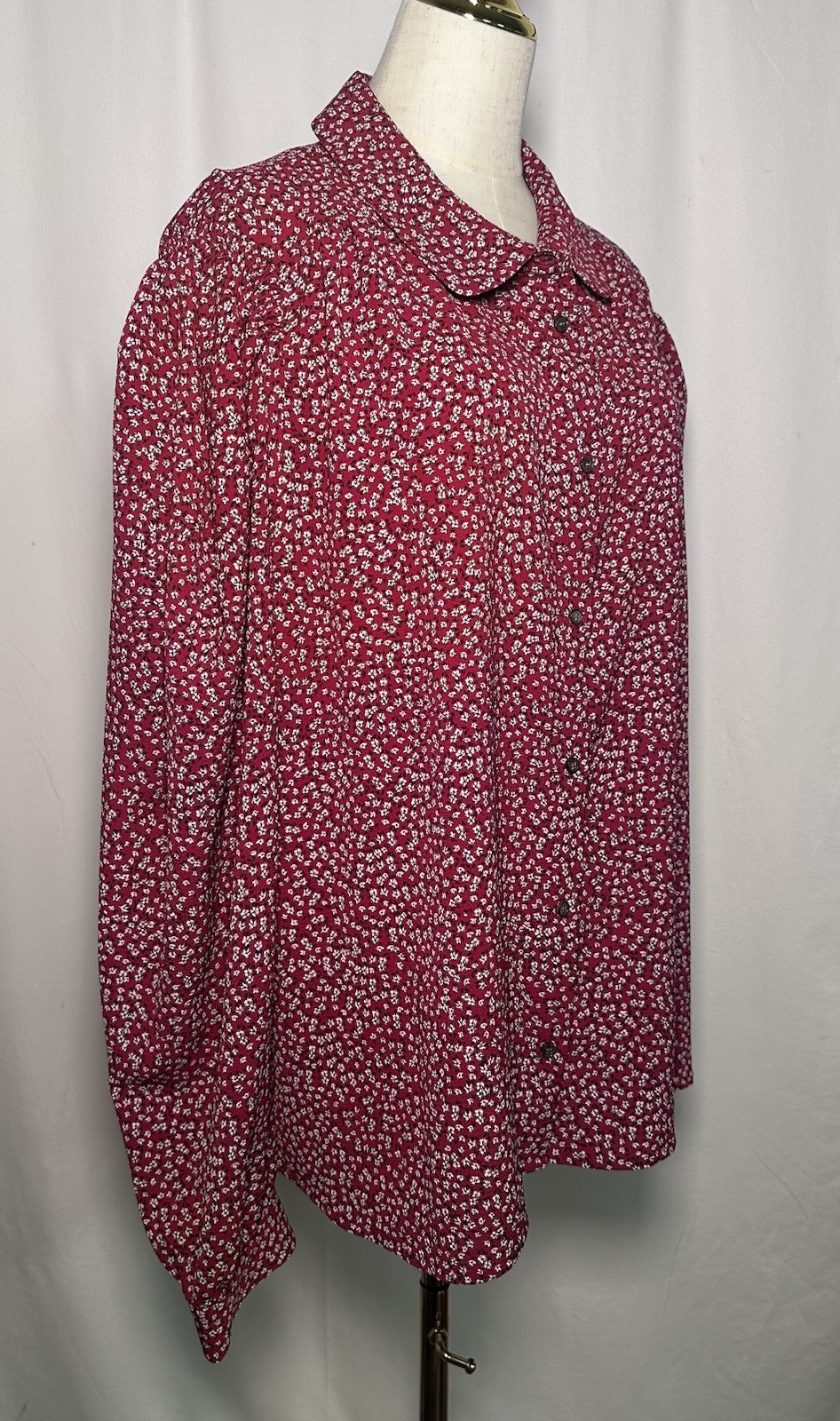 Cece Women Blouse Top Shirt 3X Plus Long Ballon Sleeve Button up Red $89