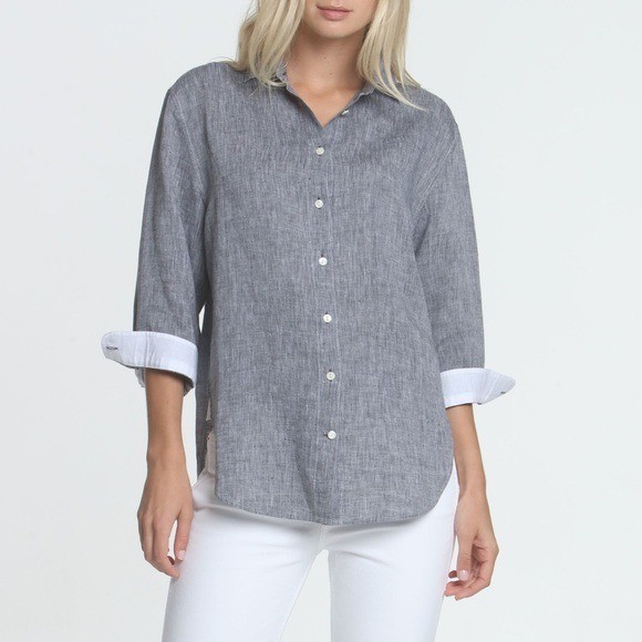 NWT Hinson Wu “Halsey” Linen Button-Down Shirt in Graphite Sz XL