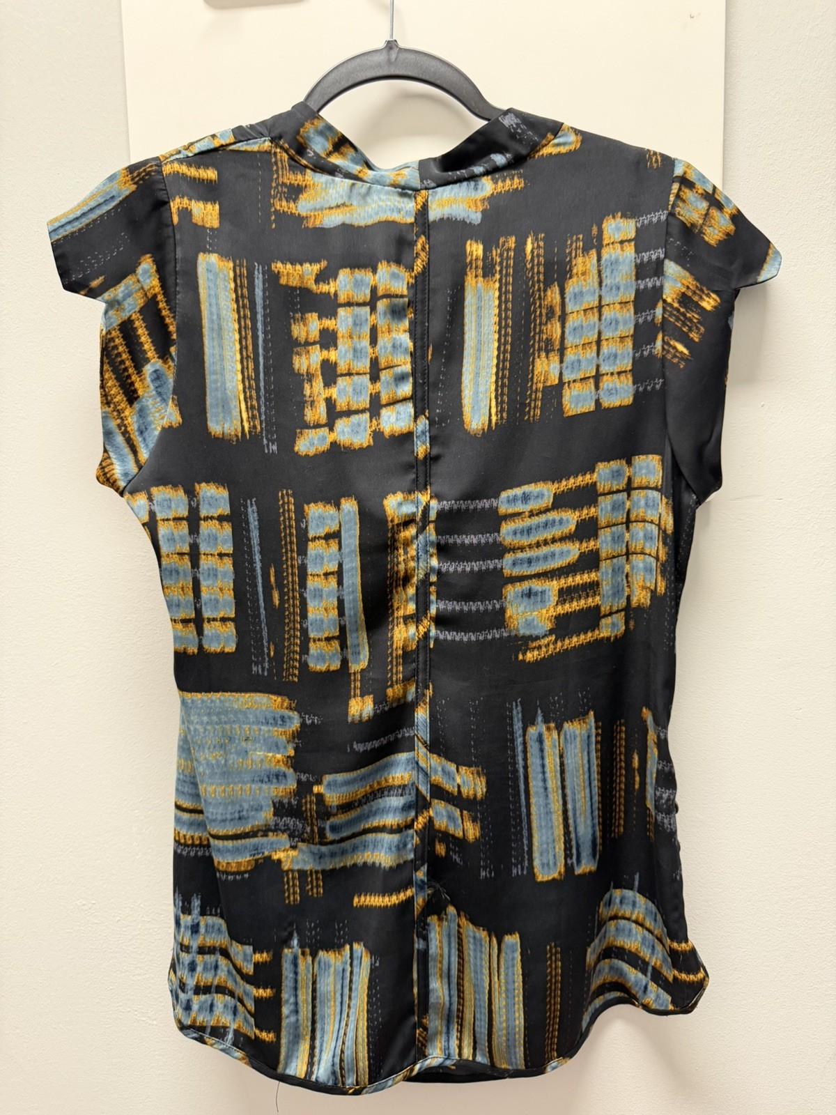 Anthropologie One September Blouse Women’s Medium Cowl Neck Geometric Boho Chic