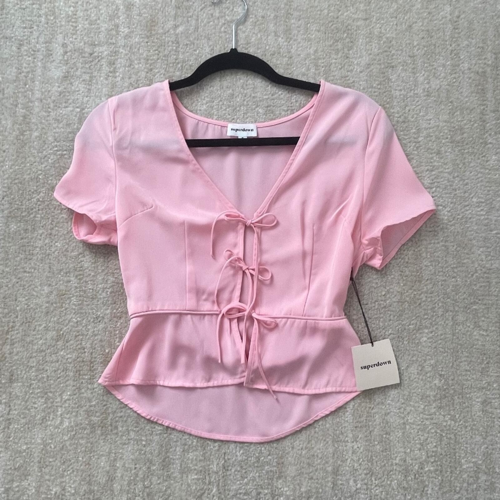Superdown Ciara Tie Front Top | Light Pink | NWT | Women’s Small | Revolve