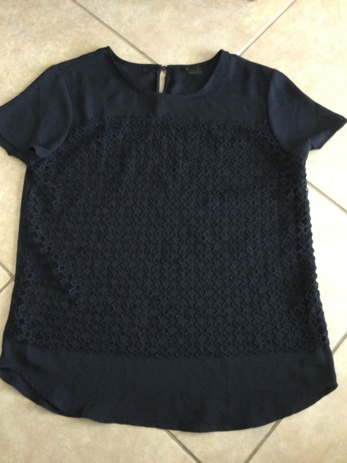 Ann Taylor Sheer Pattern Black Blouse Sz Small New No Tag