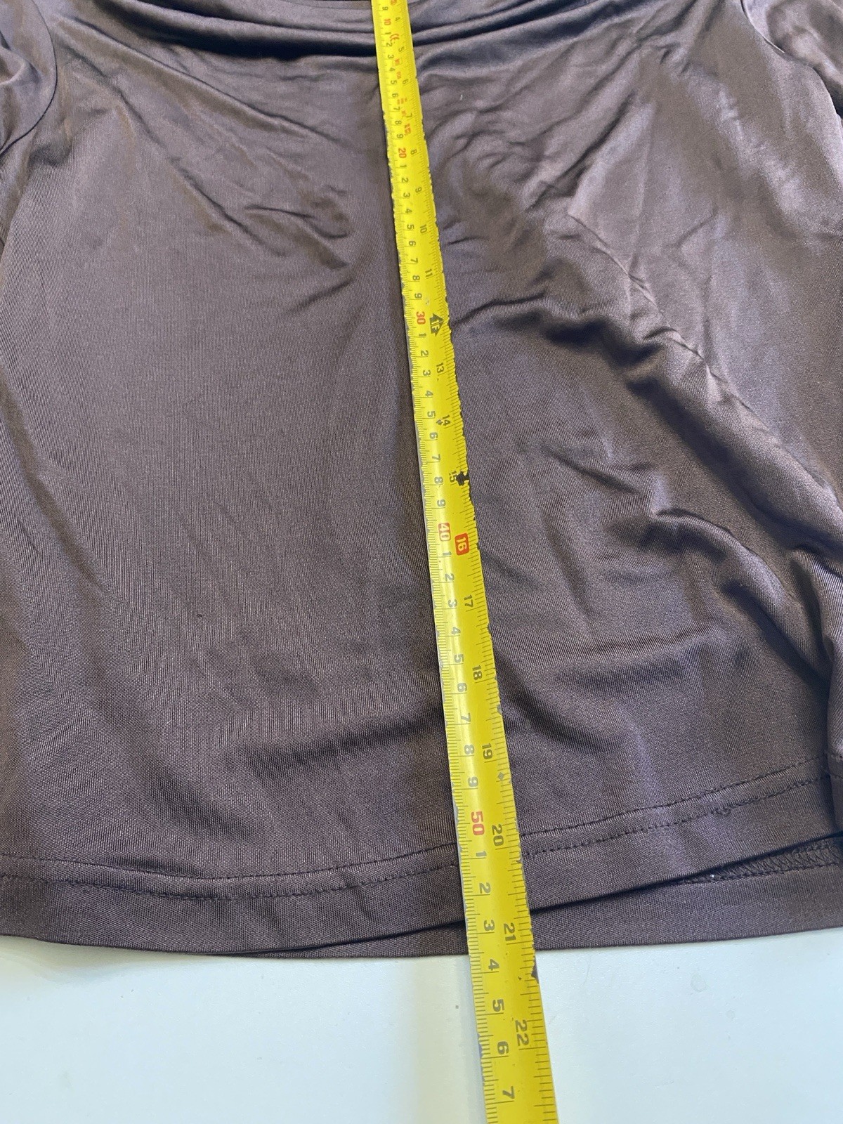 Winter Silks M Top Silk Rayon Drape Neck Brown