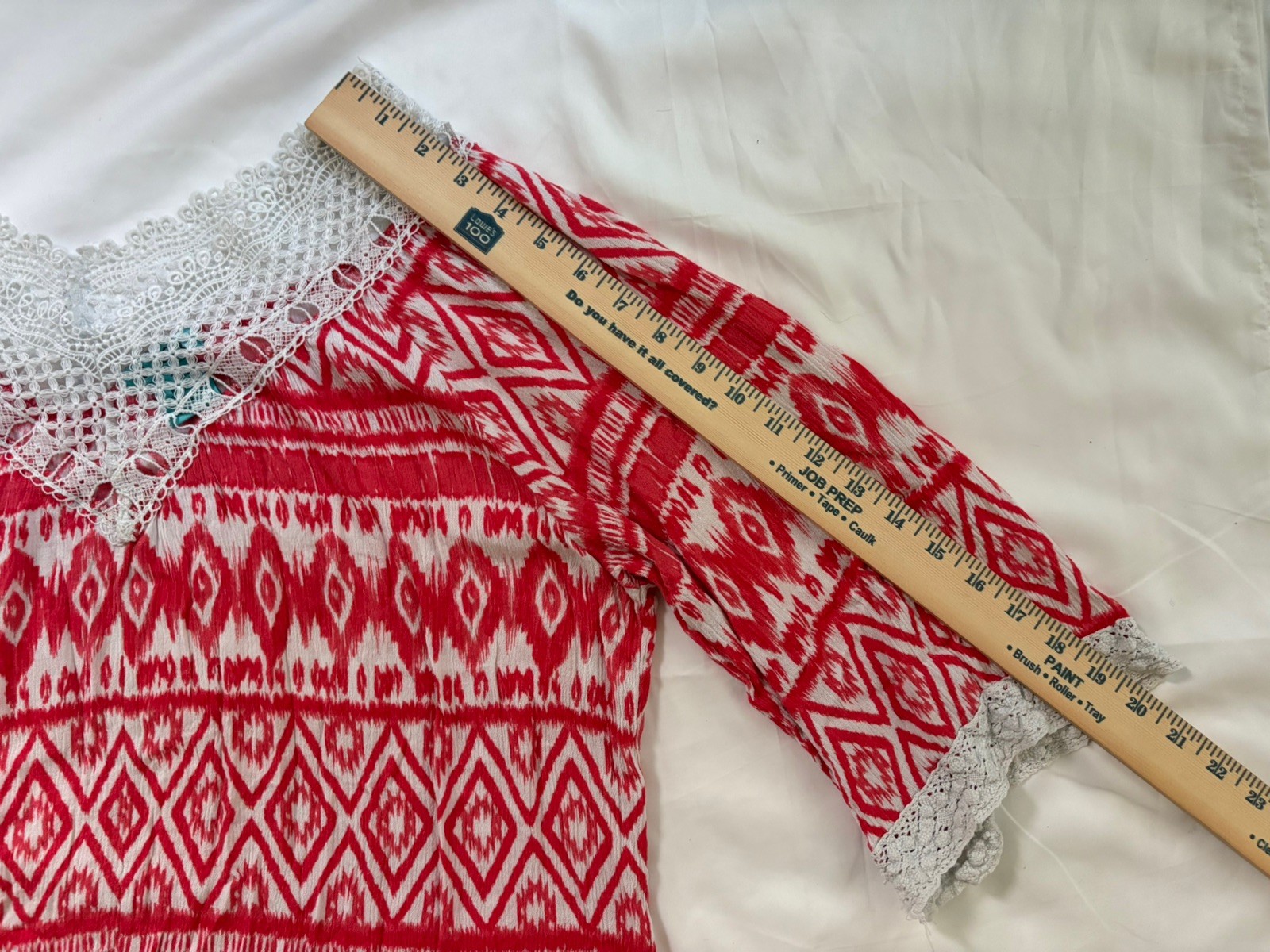 Boho Blouse With Off White Embroidery & Crochet Trim Size 3XL Festival Chic