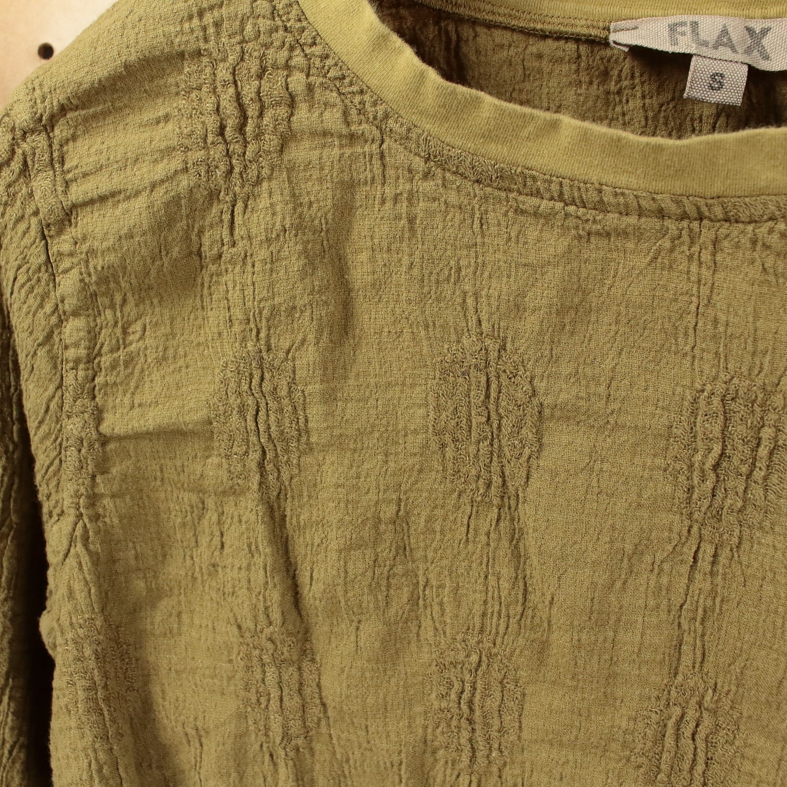 FLAX stretch linen cotton long sleeve shirt top SMALL minimalist lagenlook boho