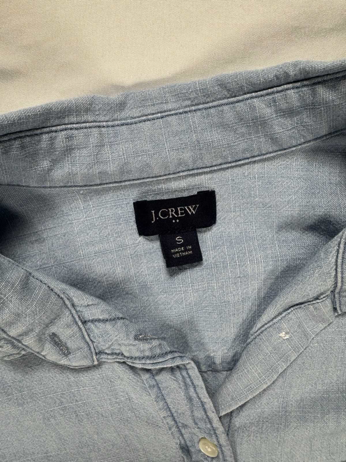 J.Crew Women’s Small Chambray Button Front Shirt Light Blue 100% Cotton Pocket