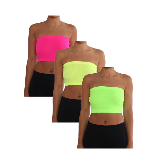 Seamless Tube Top Layering Bandeau Spandex Bra REG & PLUS 3 Packs- FREE SHIPPING