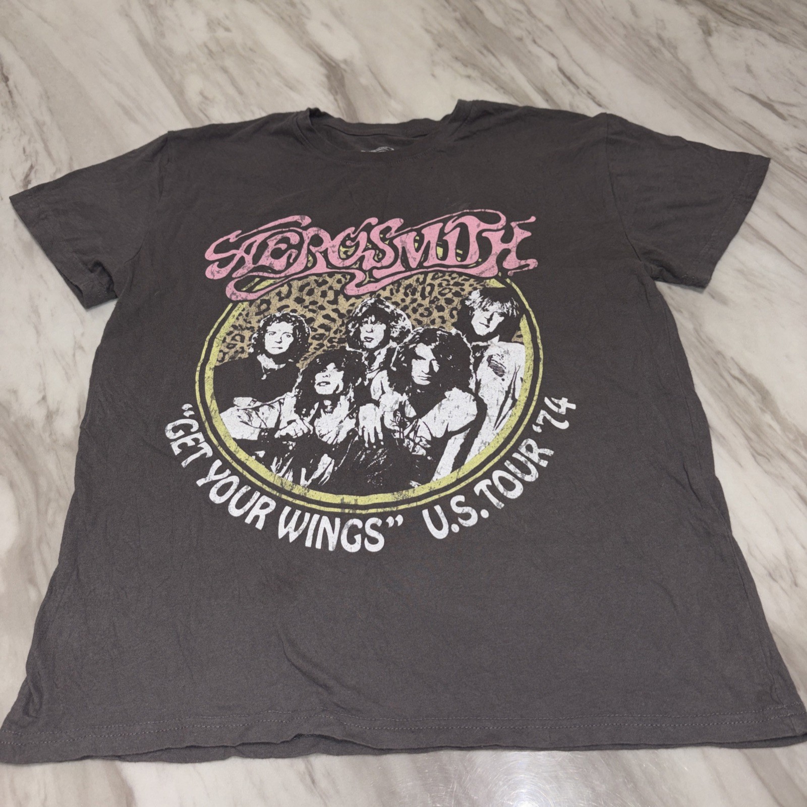 Aerosmith 1974 US Tour Shirt M Band Concert Rock Retro Grunge AC/DC Faded Punk