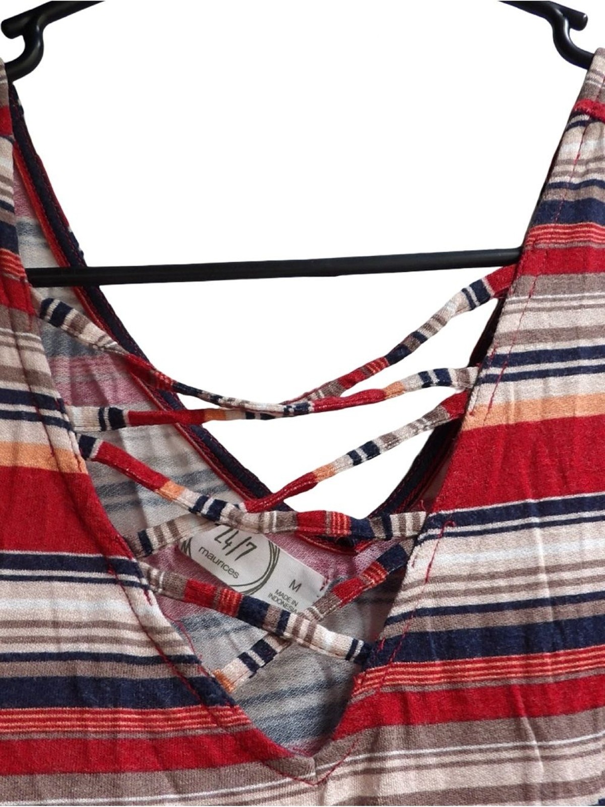 Striped Red Multi-Color Sleeveless Tank Top