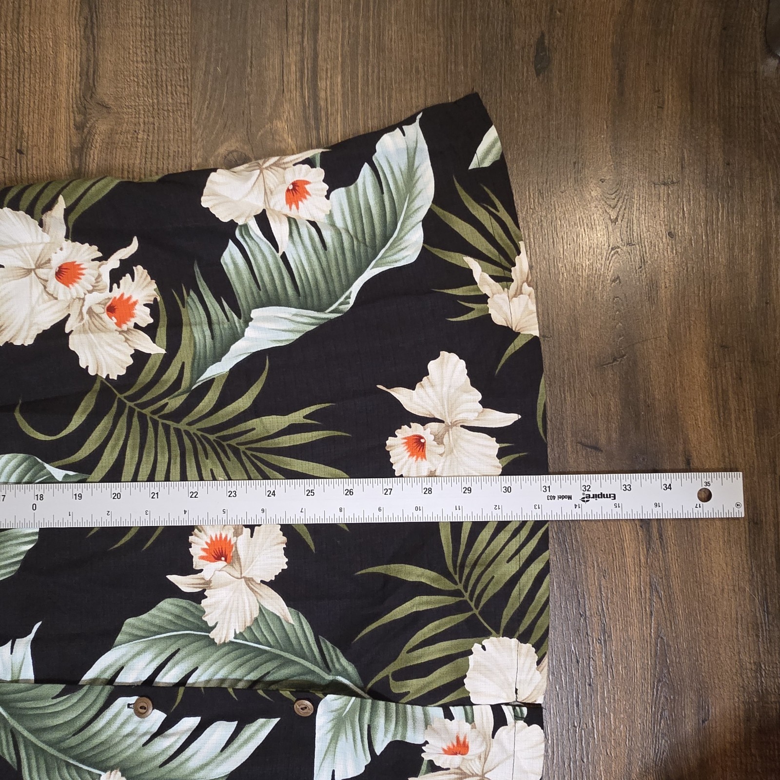 Hilo Hattie Hawaiian Orchid Palm Tree Blouse 2XL Black White Tropical Aloha