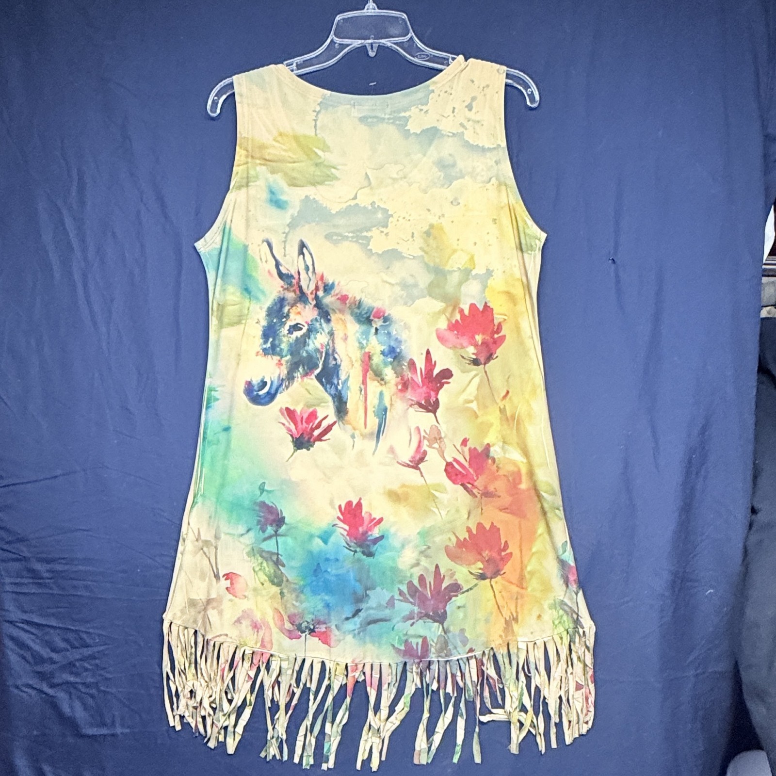 Fantazia Donkey/Horse 2X Sleeveless Dress Tunic Shirt Western Boho New