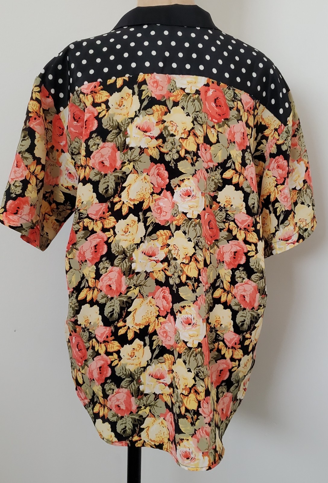 Vintage 80s 90s Impressions of California Patchwork Floral Polka Dot Blouse