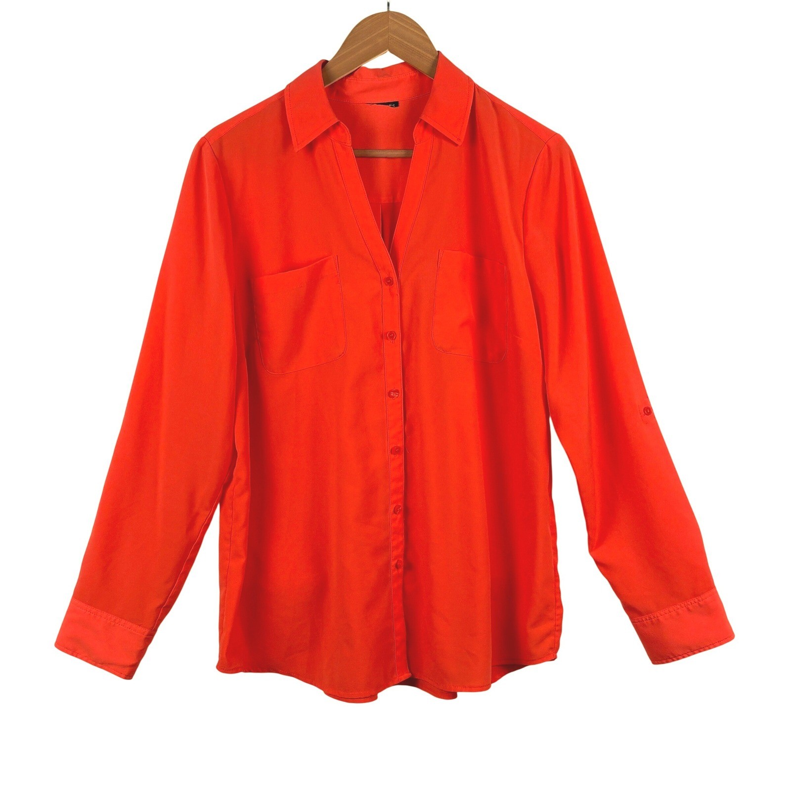 Talbots Womens Roll Tab Long Sleeve Button Down Blouse Shirt XL Office Easy Care