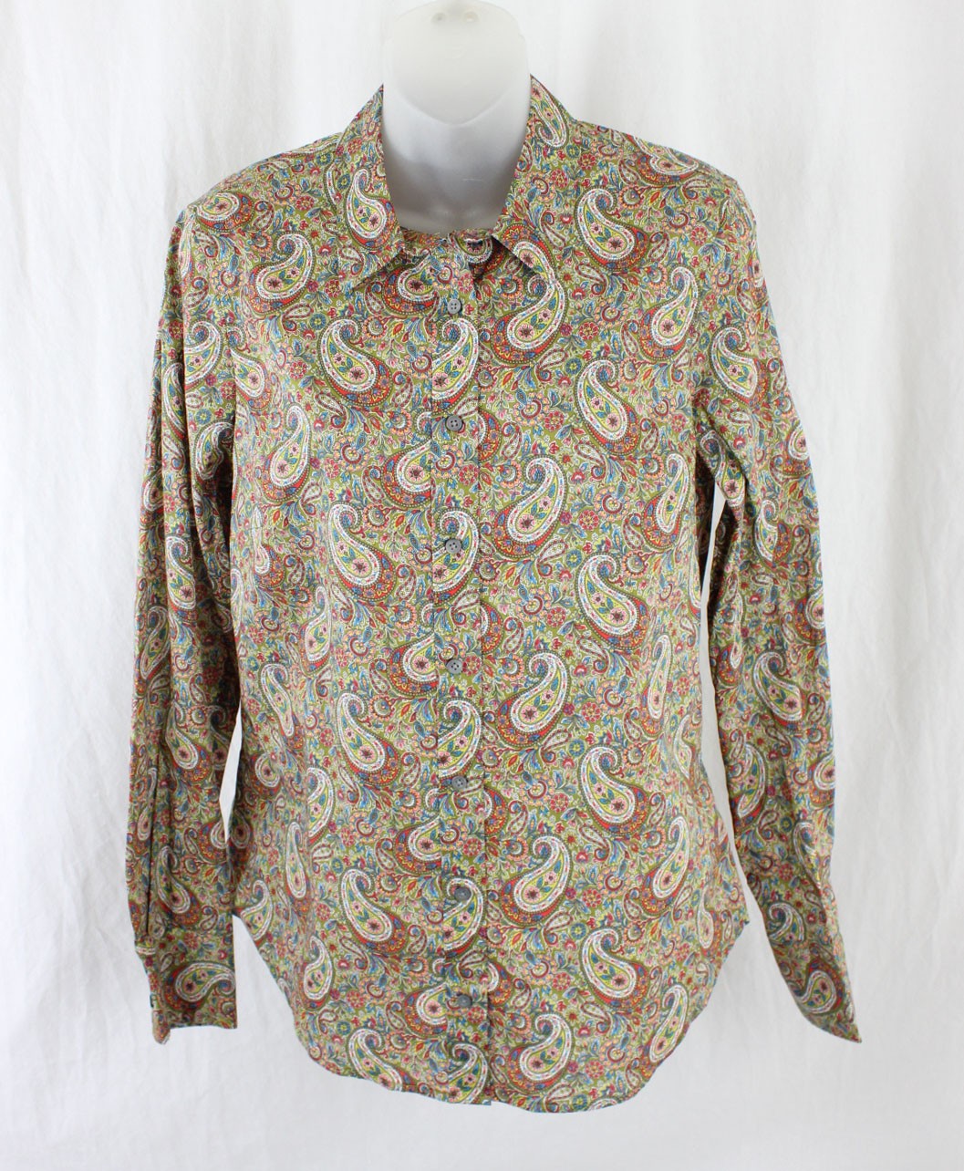 J.Crew Liberty Fabric NWT Women’s Green Blue Multi Print Button Down Top 8