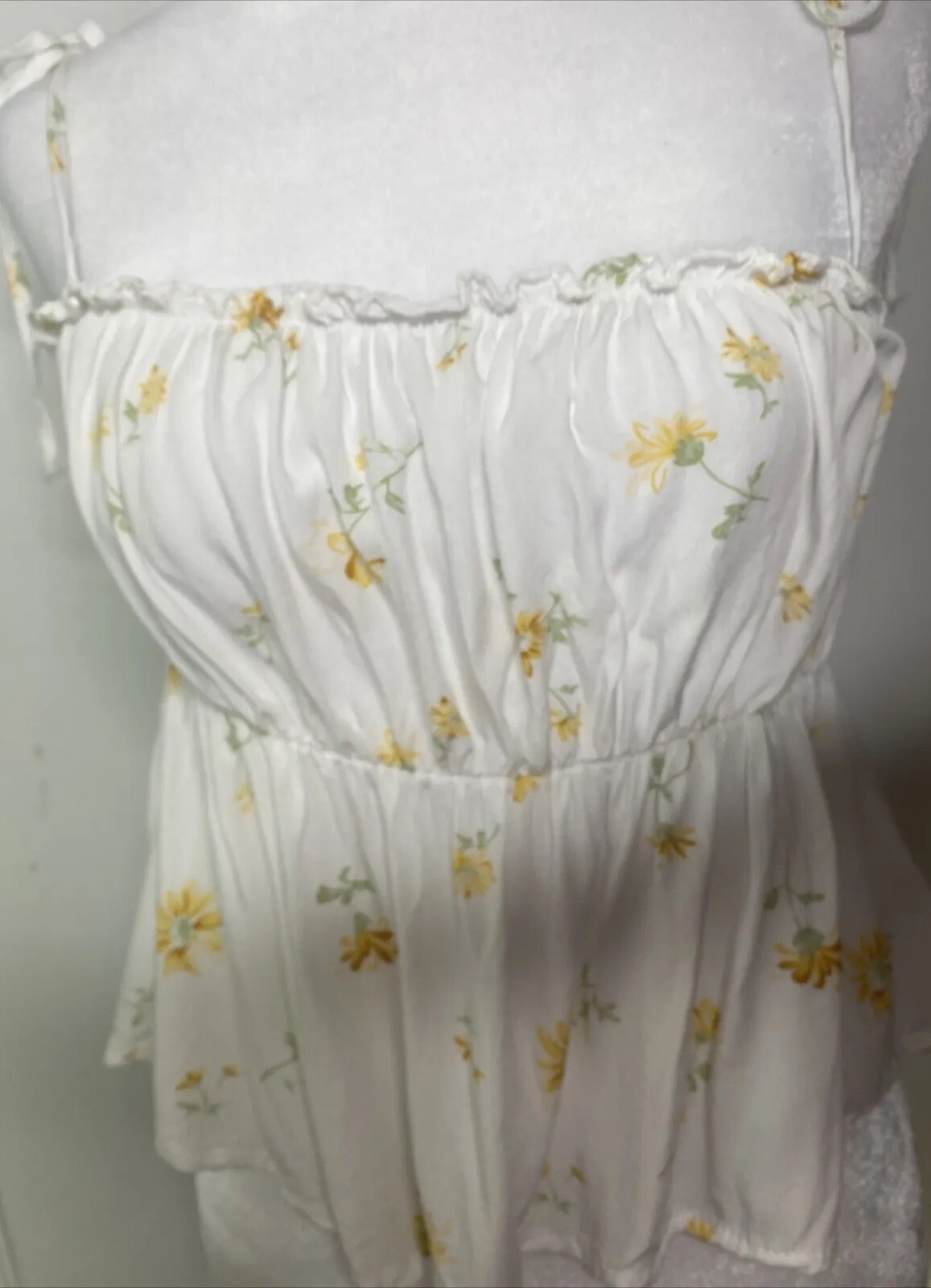 Lottie Moss M Yellow Floral Spaghetti Strap Crop Top