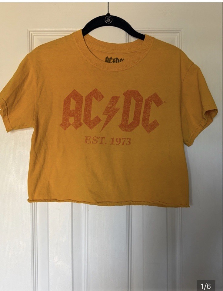 AC/DC Women’s Yellow Graphic Tee with EST. 1973 Print Size XS