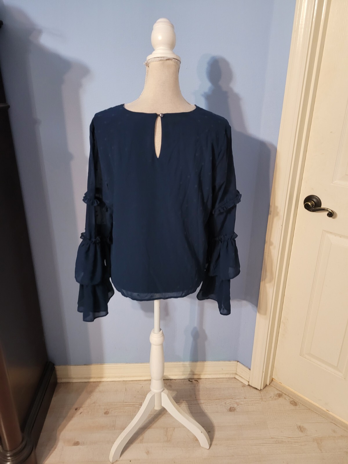 Free Generation Large Blouse Womens Blue Long Sleeve Star Pattern