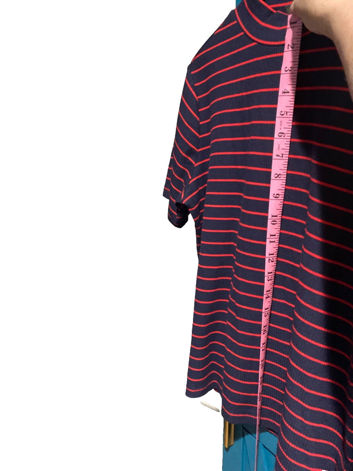 Free Assembly Navy/Red Vixi Stripe Red Rover Mock T-Shirt Women’s XL NWT