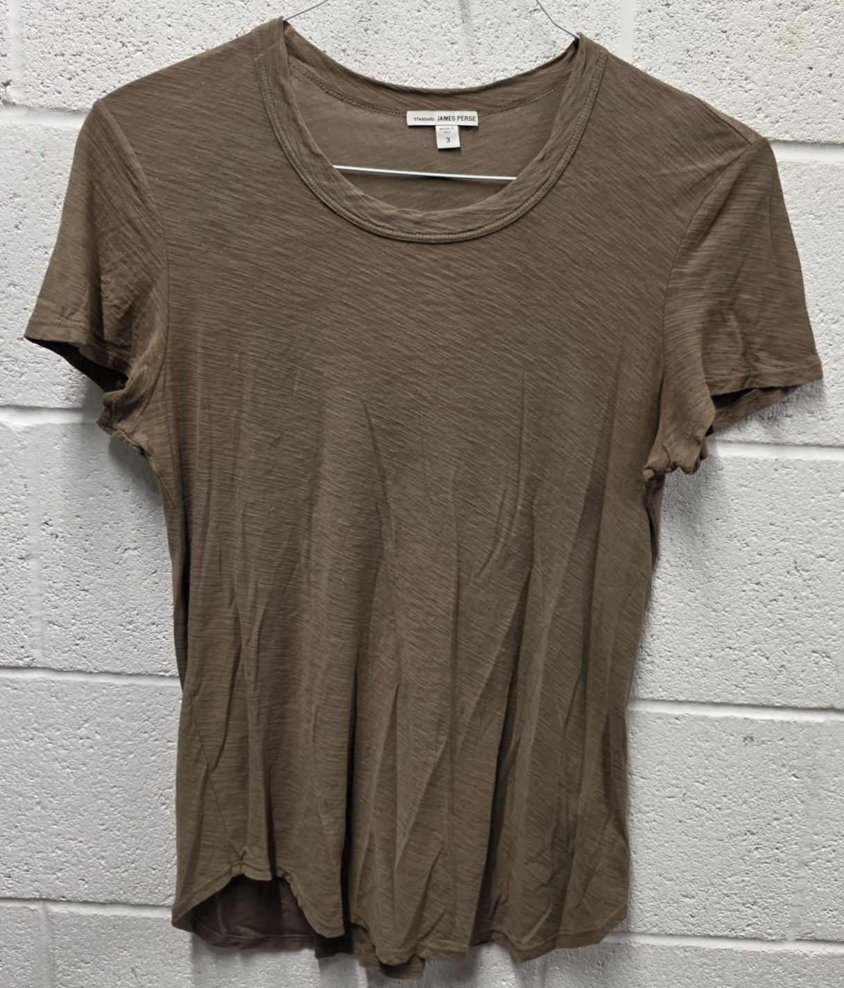 Standard James Perse Women’s 3 Large Crew Short Sleeve T Shirt USA Distress