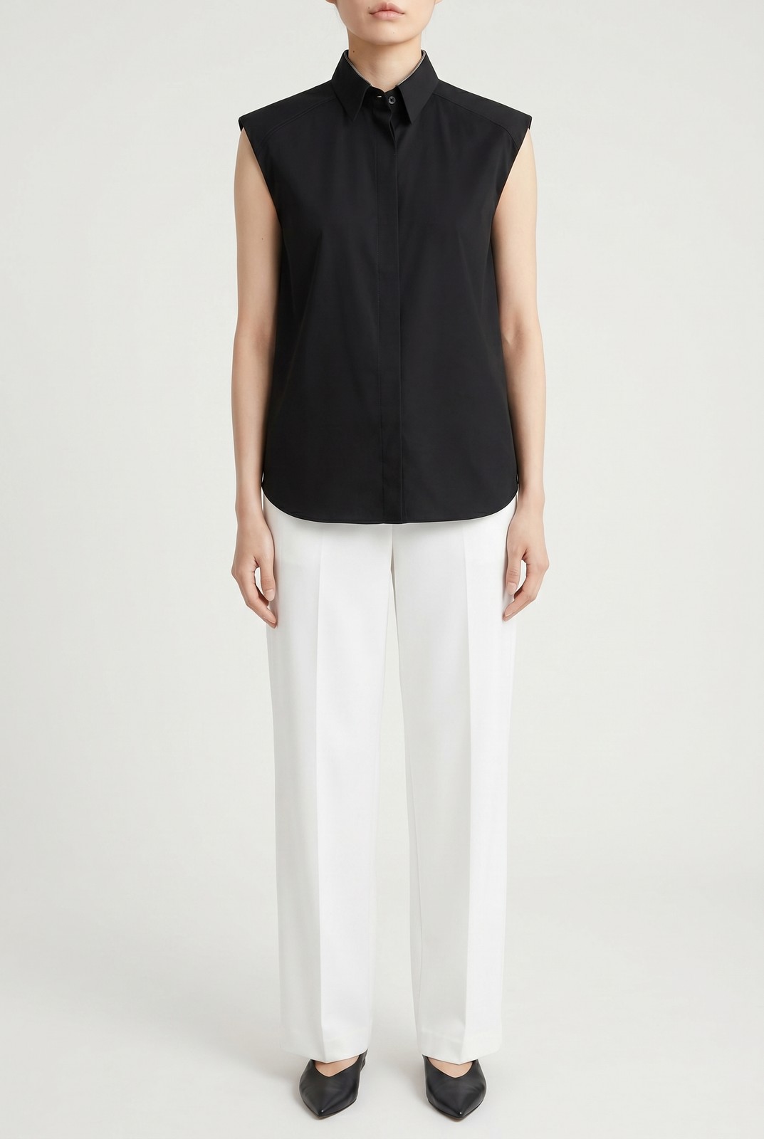 BRUNELLO CUCINELLI WOMEN’S BLACK SLEEVELESS SHIRT MSRP $1425